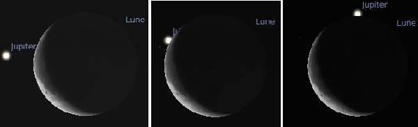 Occultation de Jupiter par la Lune,  venir dans la nuit du 14 au 15 Juillet 2012.  