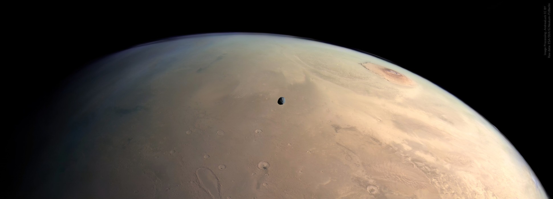 Mars Express sublime la planète Mars et sa lune Phobos